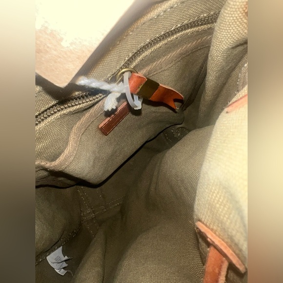 Madewell Olive Green cotton canvas Backpack brown leather detail main image 6